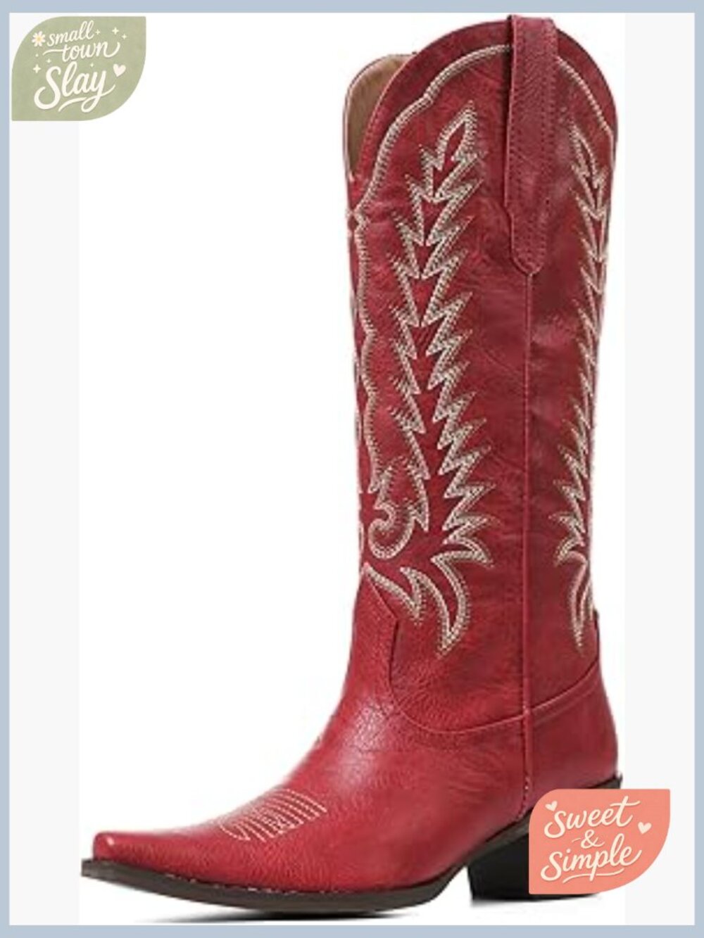 Women's Knee High Cowboy Boots Pointed Toe Chunky Heel Embroidered Western Pull